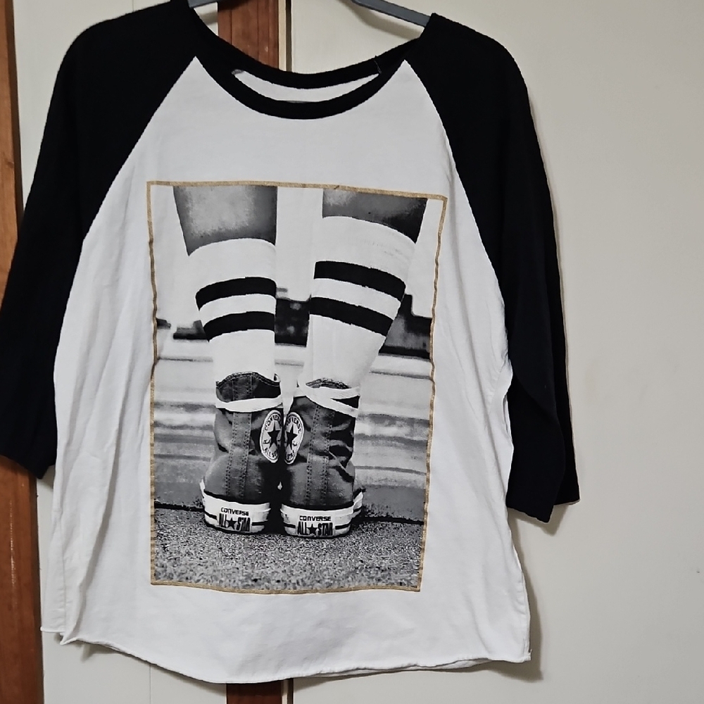 Converse Black and White Long Sleeve Tee